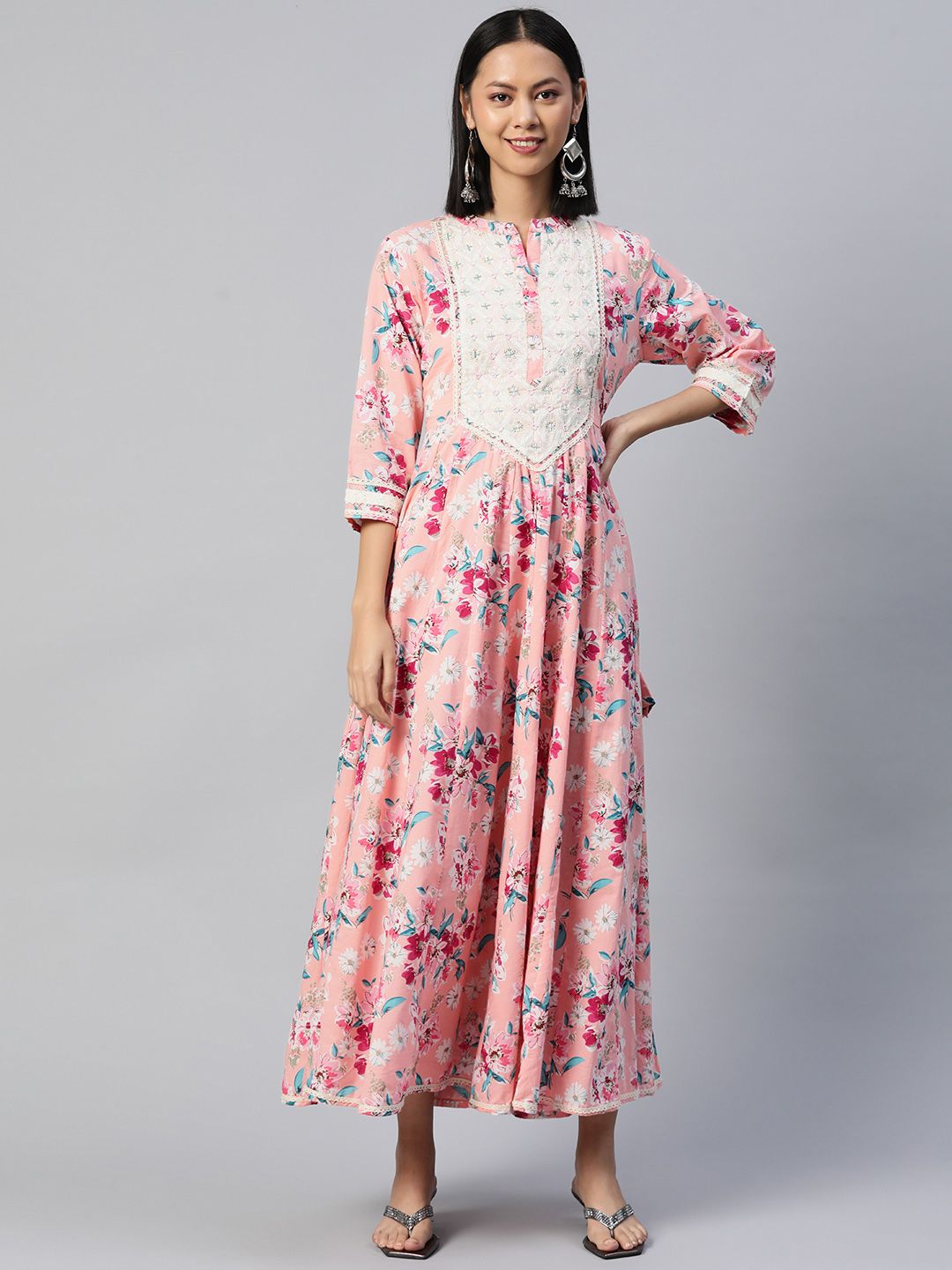 Readiprint Fashions Floral Ethnic A-Line Maxi Dress Price in India