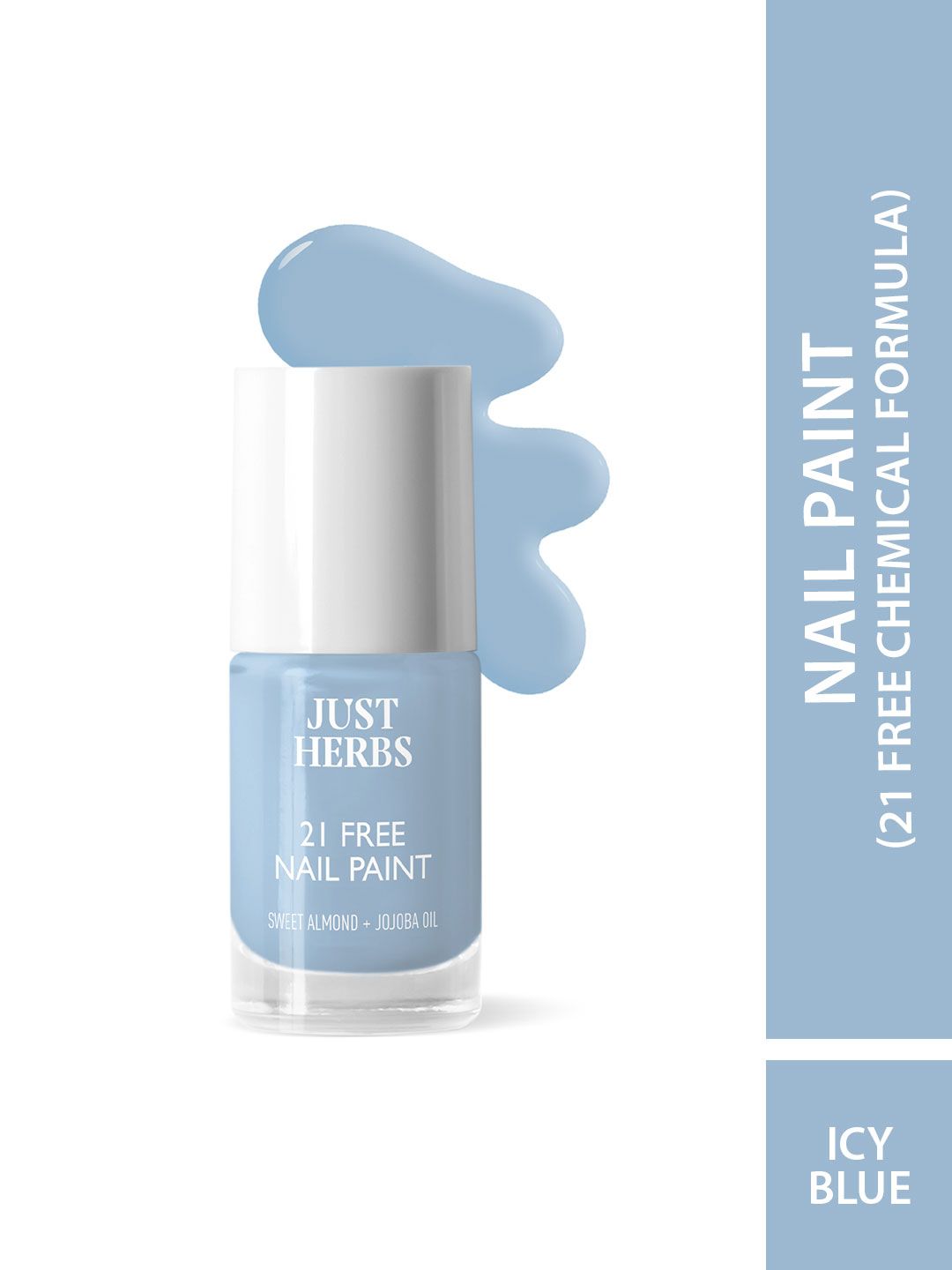 Just Herbs 21 Free Quick Drying Nail Paint with Sweet Almond 6 ml - Icy Blue NP-15