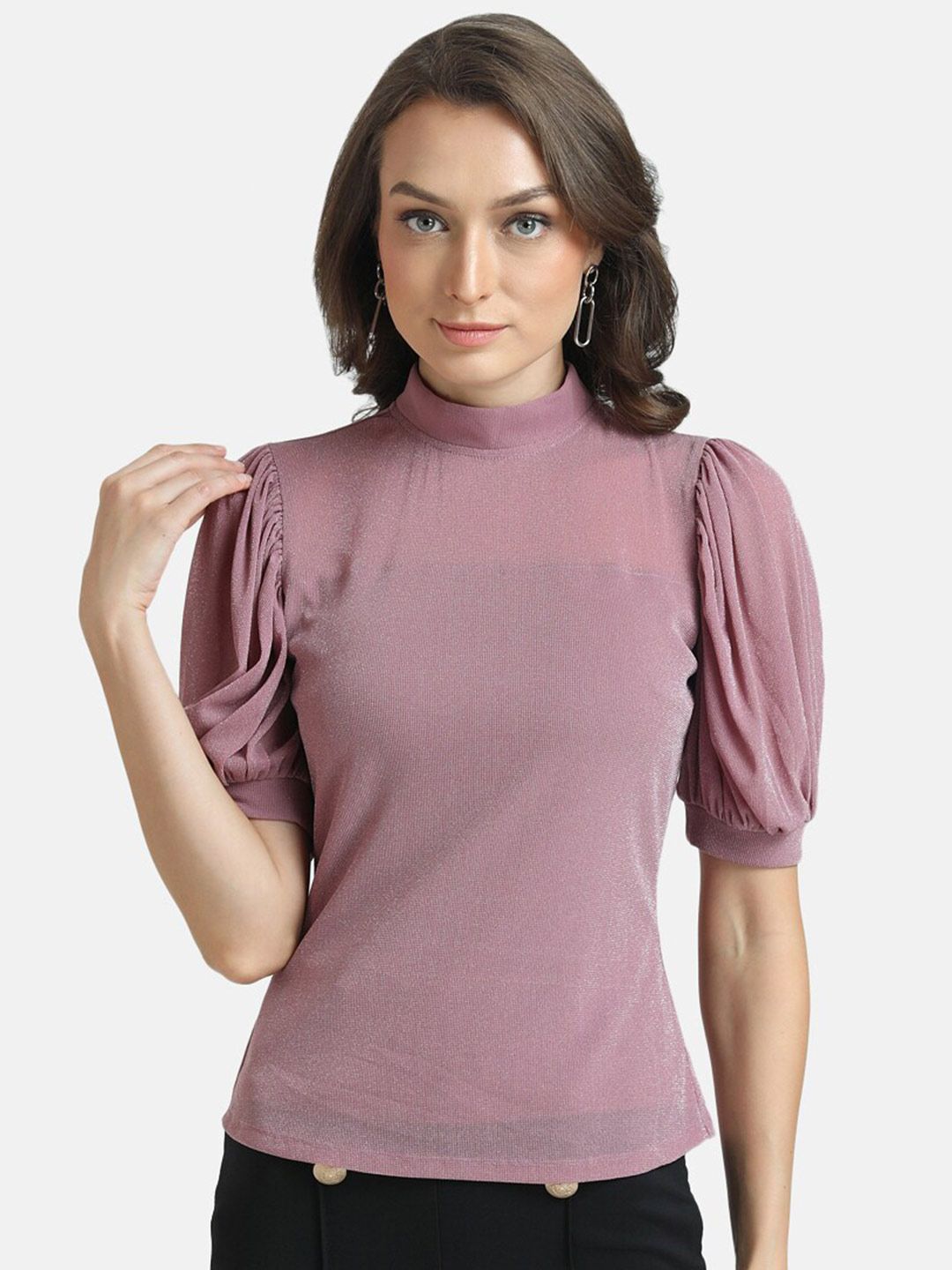 Kazo High Neck Puff Sleeves Top Price in India