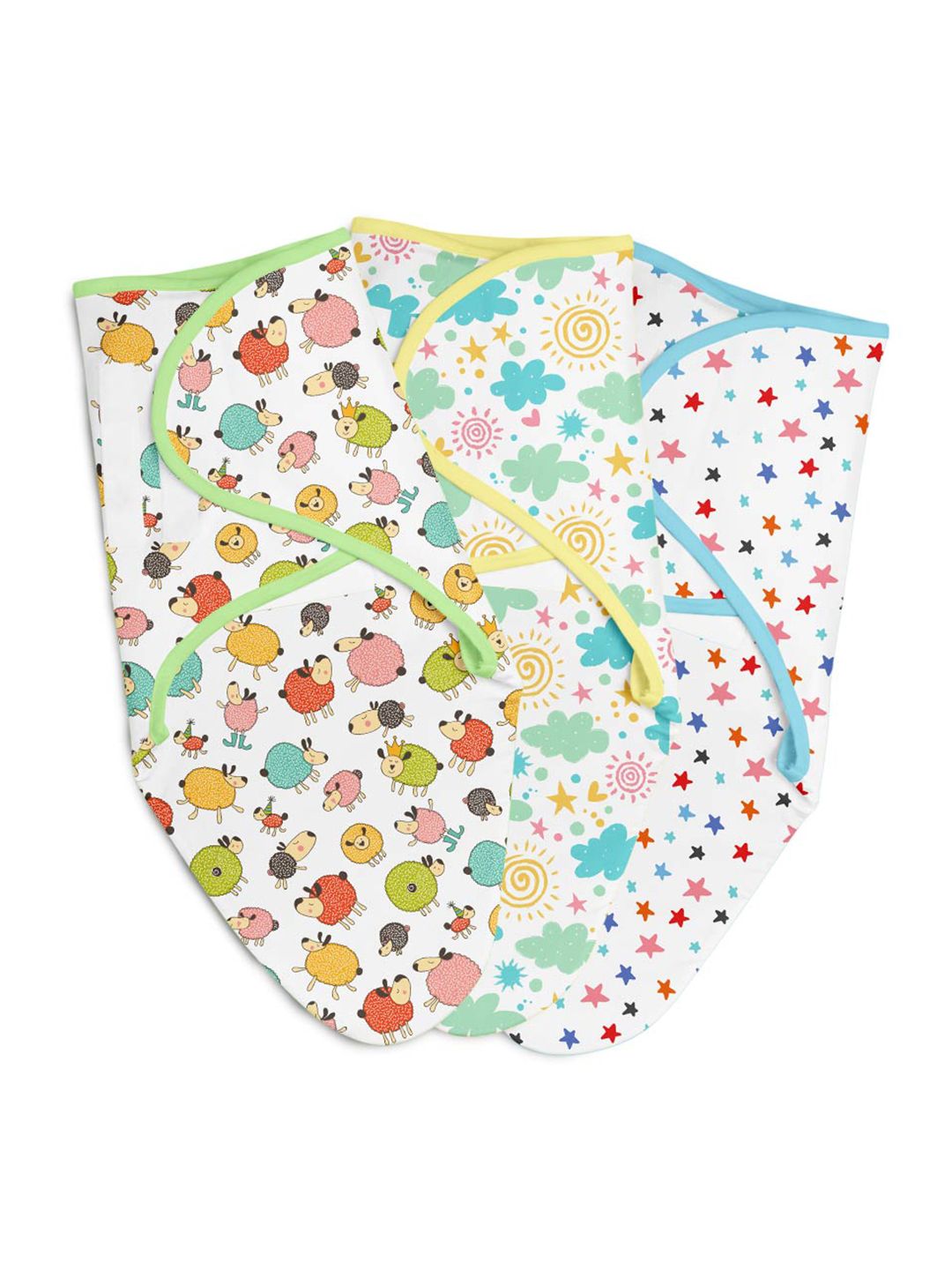 SuperBottoms Infants Set Of 3 Printed Pure Cotton Swaddle Wrap