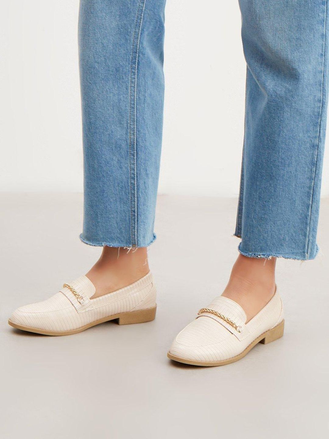 DOROTHY PERKINS Women Textured Loafers with Chain Detail Price in India