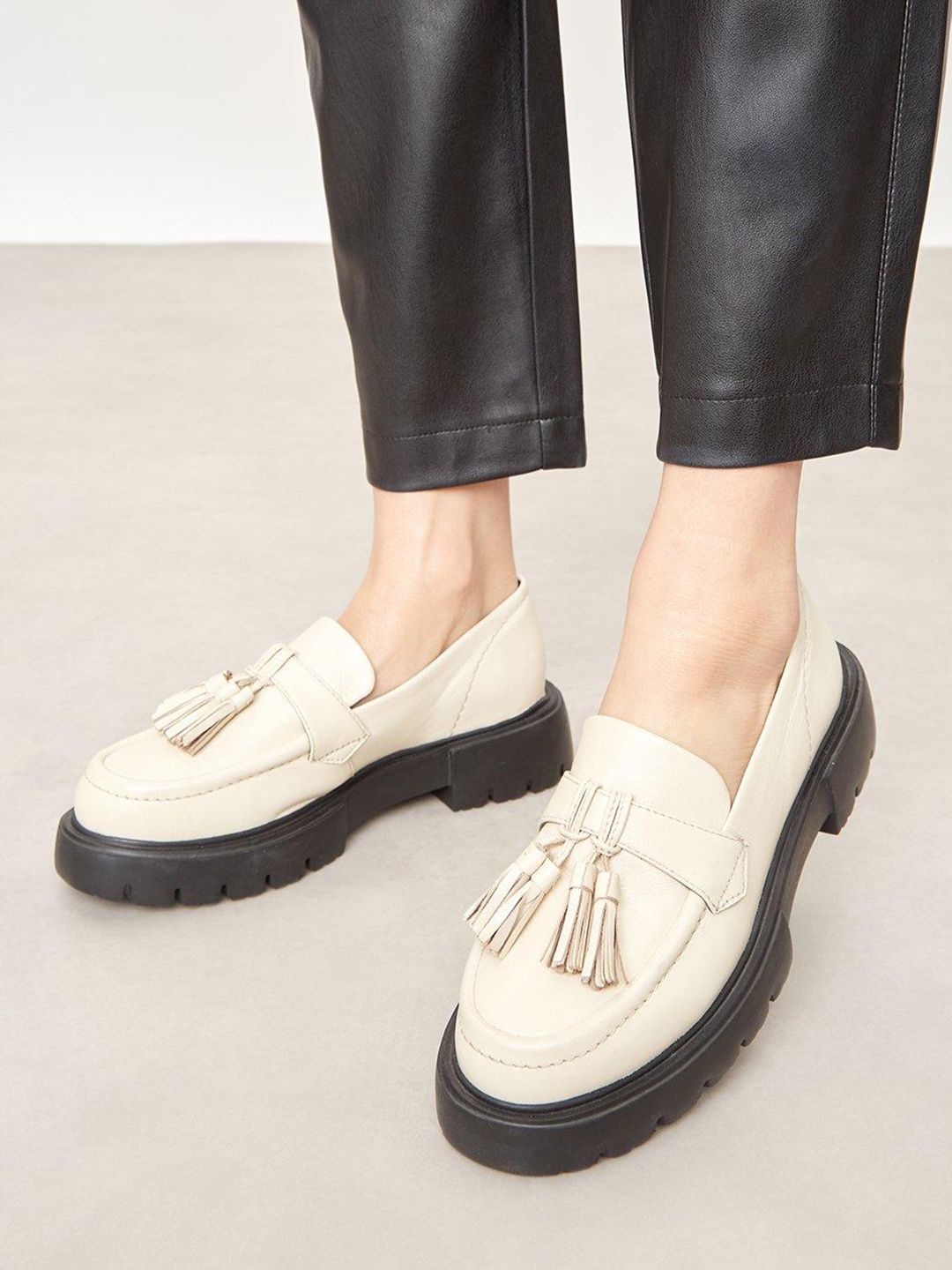 DOROTHY PERKINS Women Leather Chunky Loafers with Tassel Detail Price in India