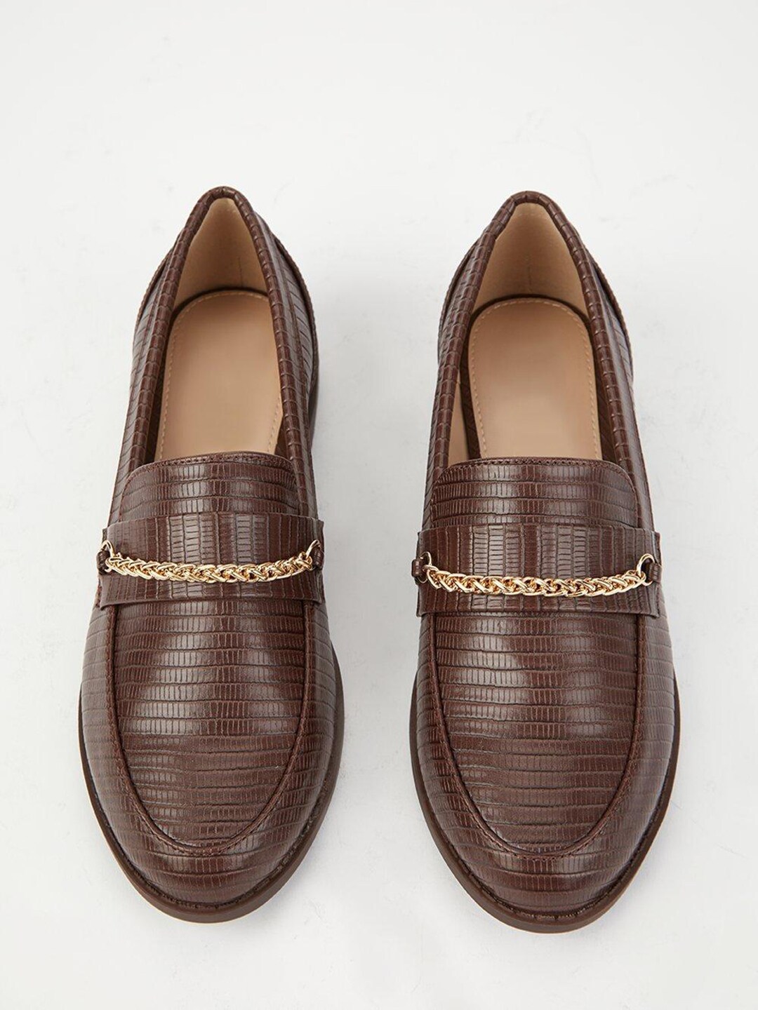 DOROTHY PERKINS Women Textured Loafers with Chain Detail Price in India