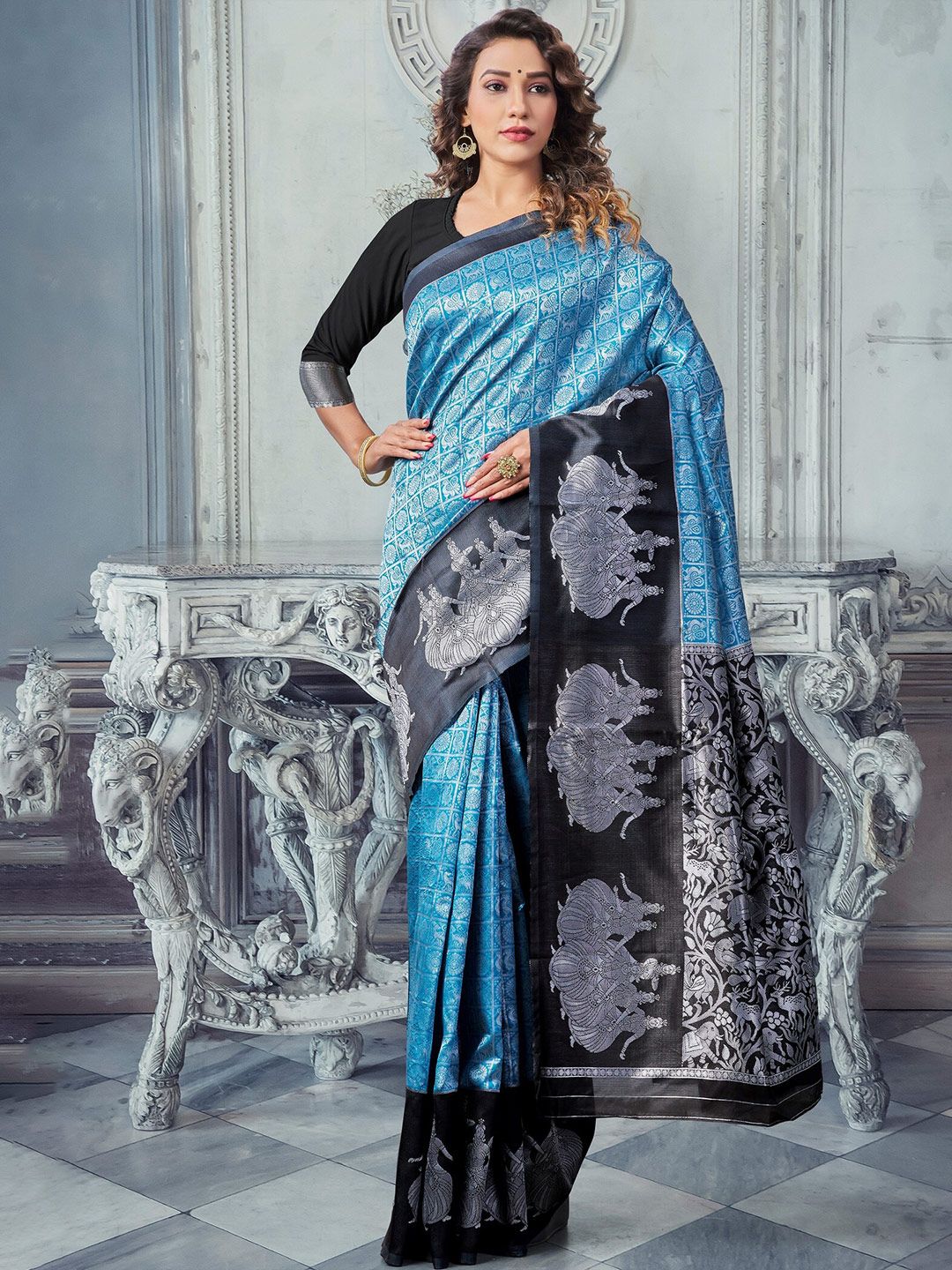 Fashion Booms Woven Design Zari Pure Silk Saree Price in India