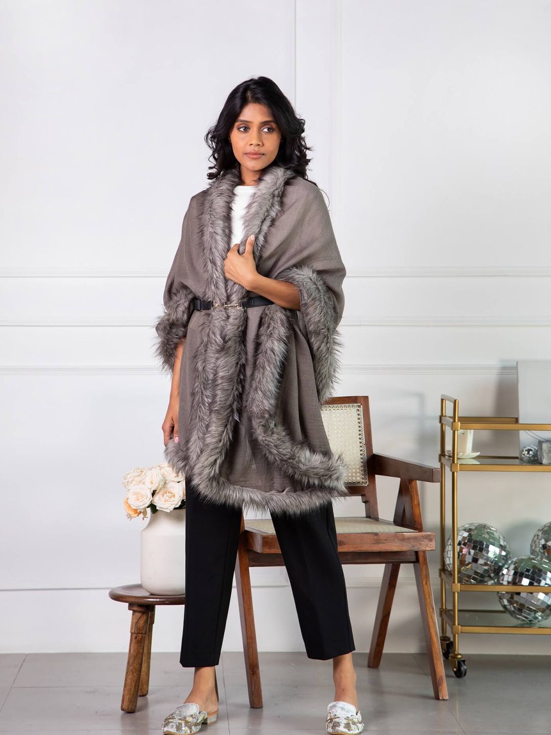 Buy Rhe-Ana Women Faux Fur Solid Stole - Stoles for Women 21219224