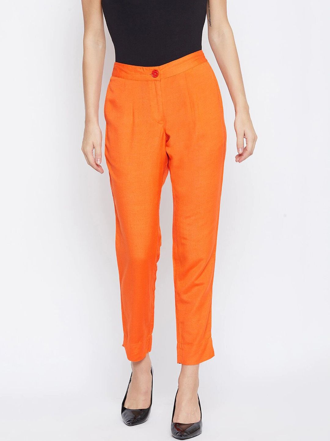 fabGLOBAL Women Relaxed Slim Fit Easy Wash Trousers Price in India