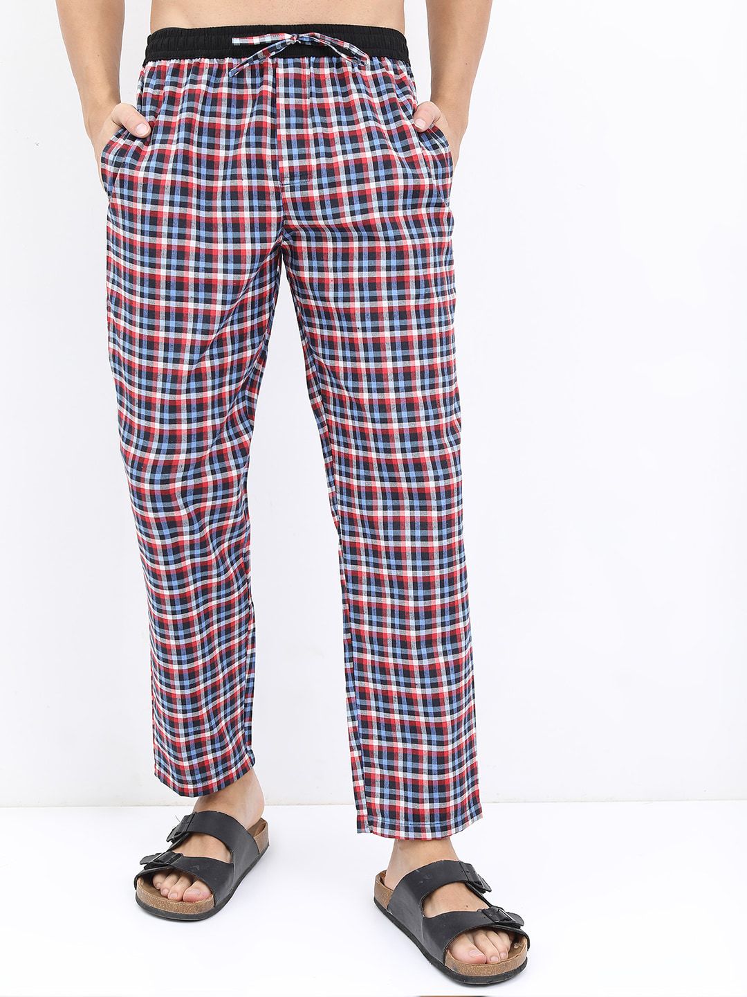 HIGHLANDER Men Checked Mid-Rise Lounge Pants