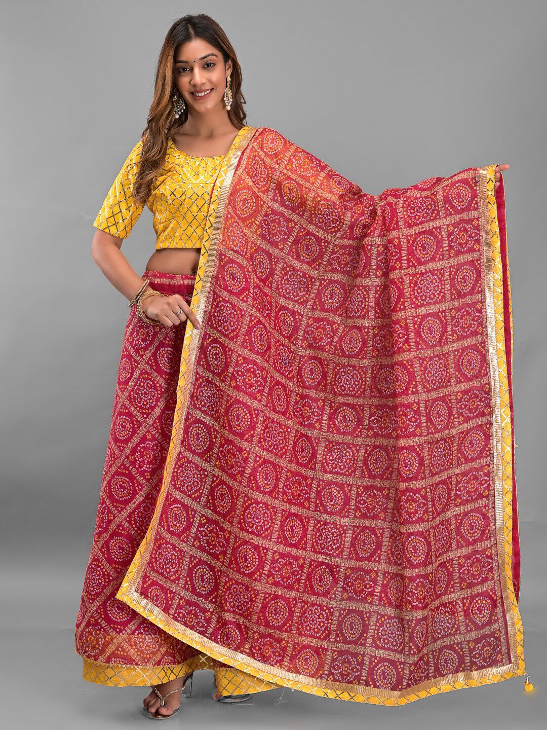 Apratim Cotton Ready to Wear Lehenga & Unstitched Blouse With Dupatta Price in India