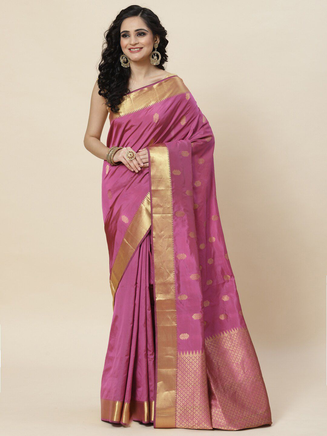 Meena Bazaar Woven Design Zari Border Art Silk Saree Price in India