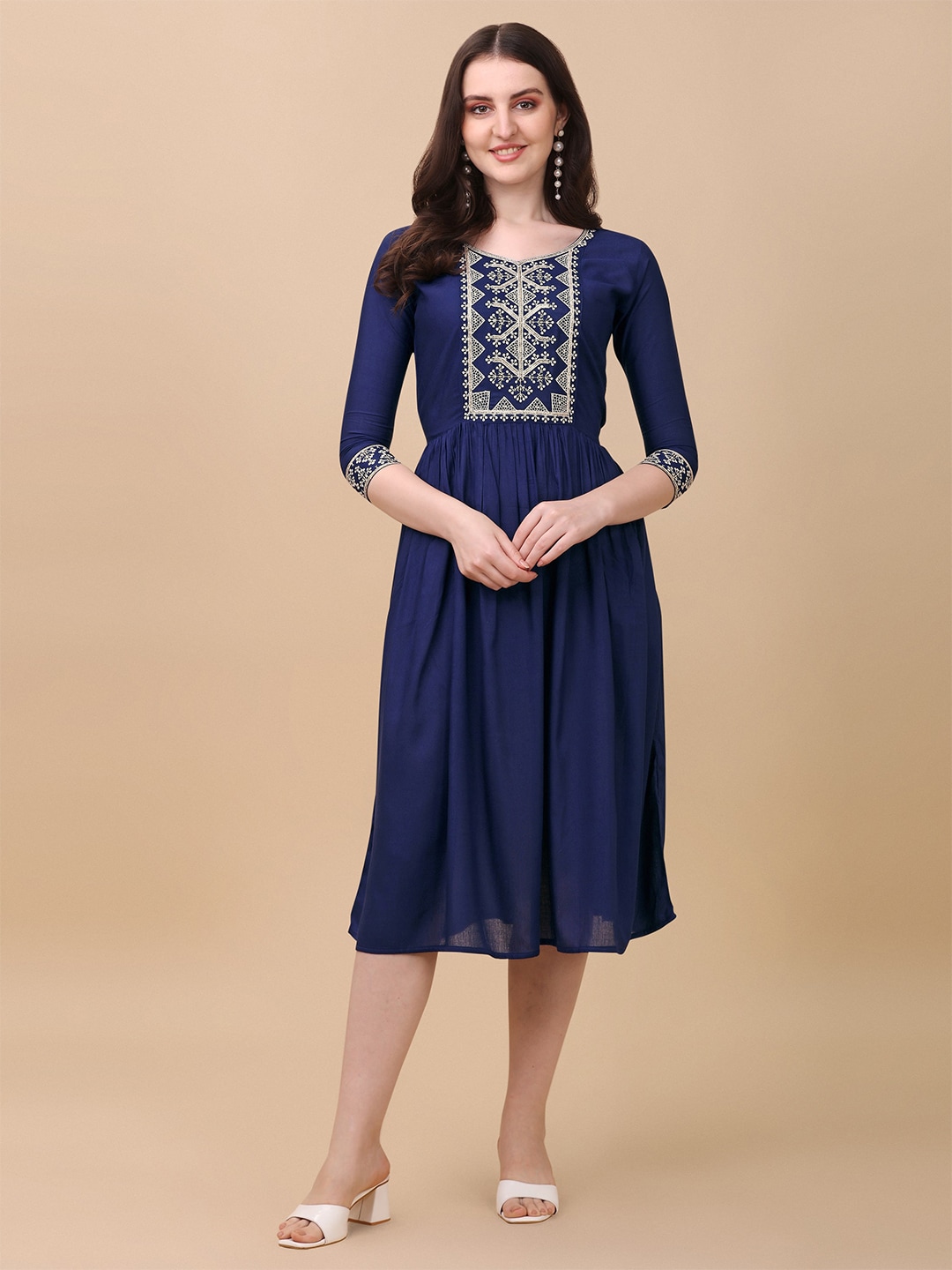 Paralians Fit And Flare Midi Dress Price in India