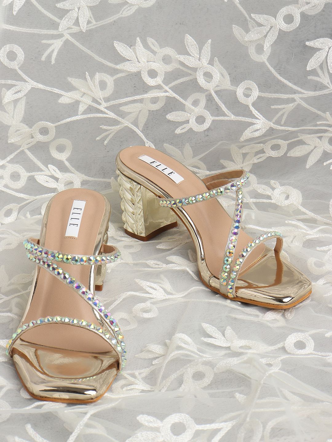 ELLE Embellished Block Heels