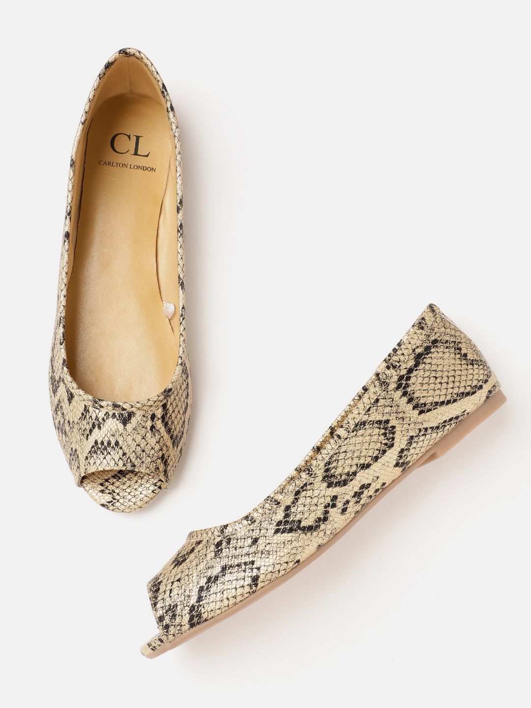 Carlton London Snake Skin Textured Ballerinas