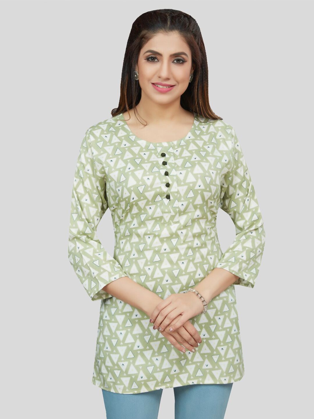 Saree Swarg Geometric Printed Kurti Price in India