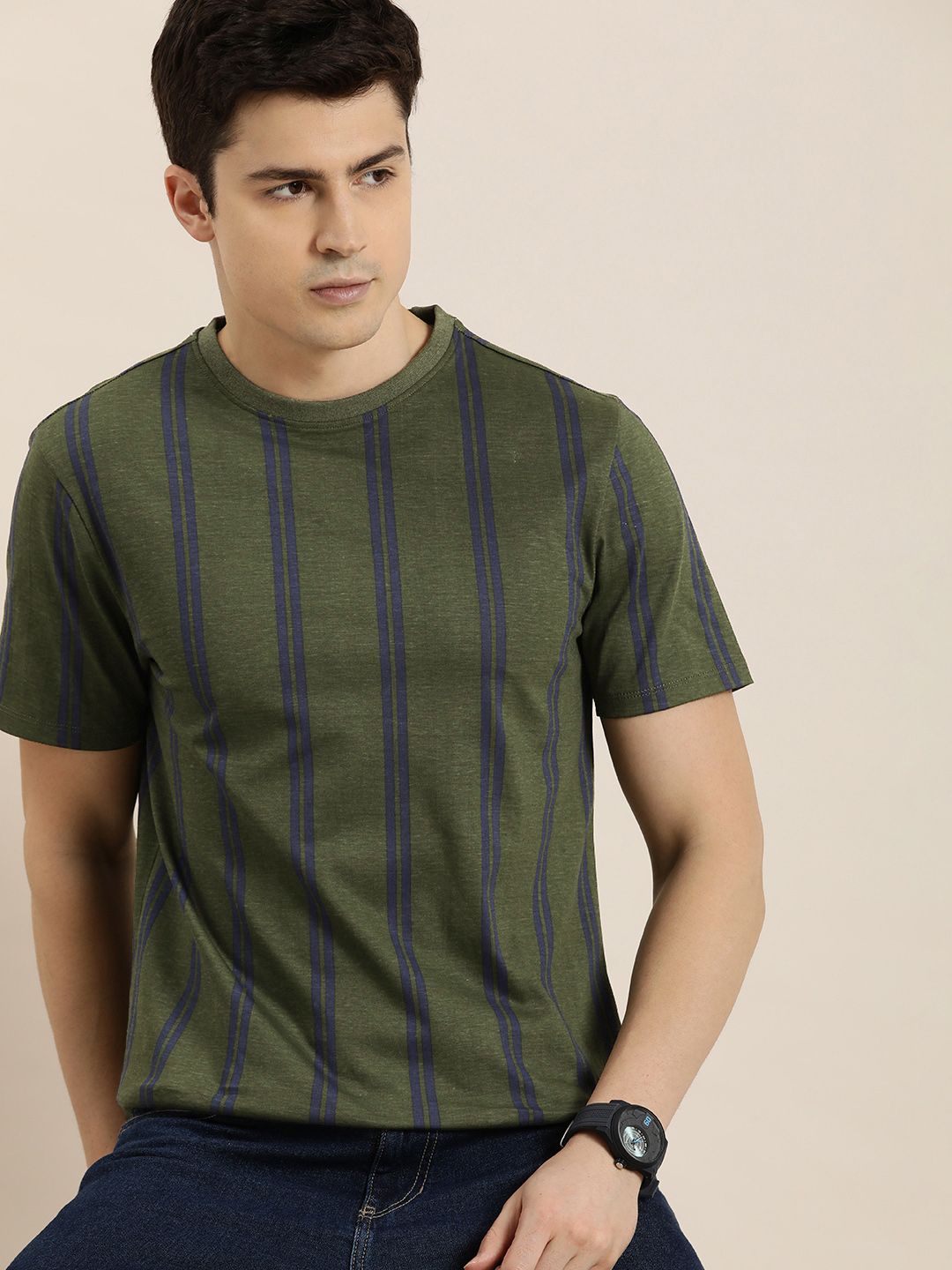 INVICTUS Pure Cotton Striped Casual T-shirt