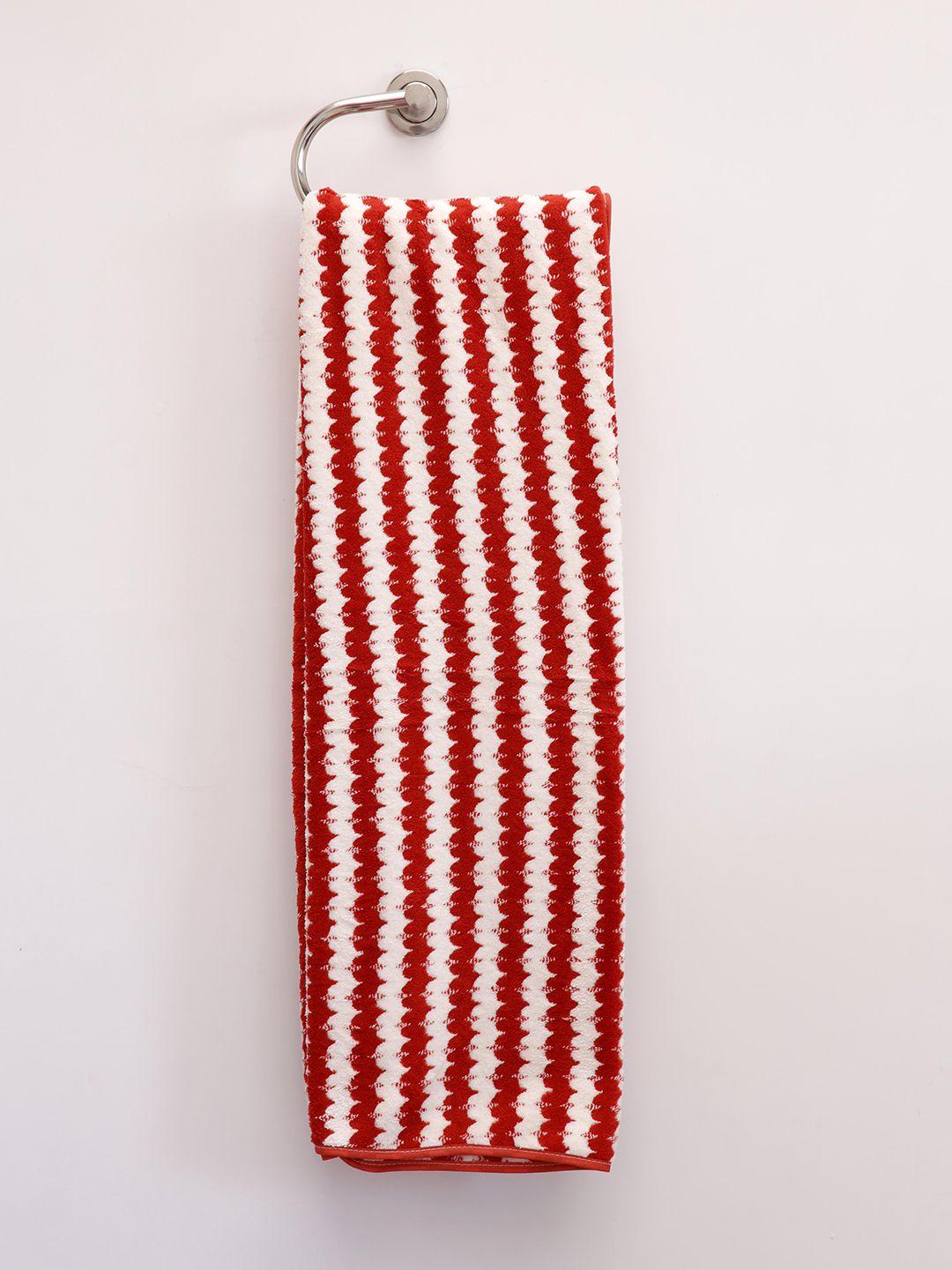 Ariana Maroon & White Striped 400 GSM Bath Towel