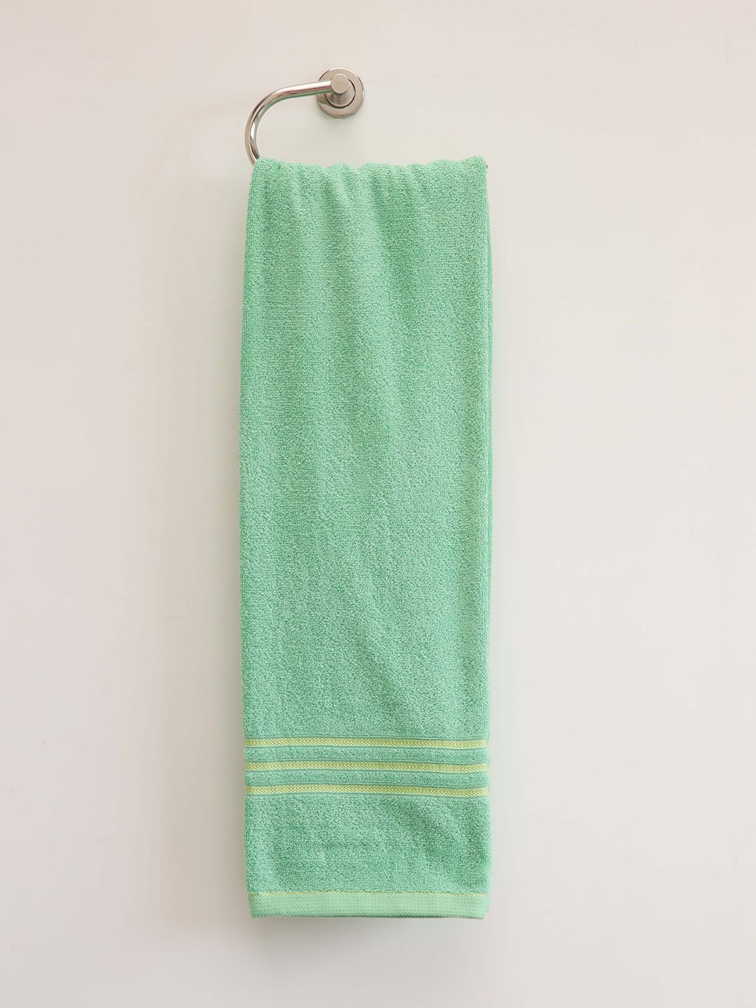 Ariana Green Striped 450 GSM Cotton Bath Towels