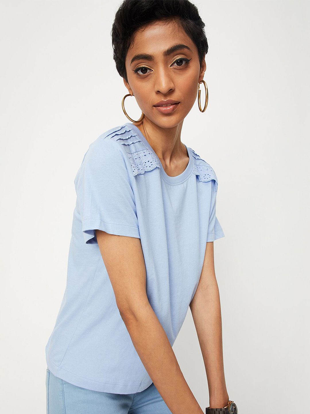 max Blue Striped Top Price in India