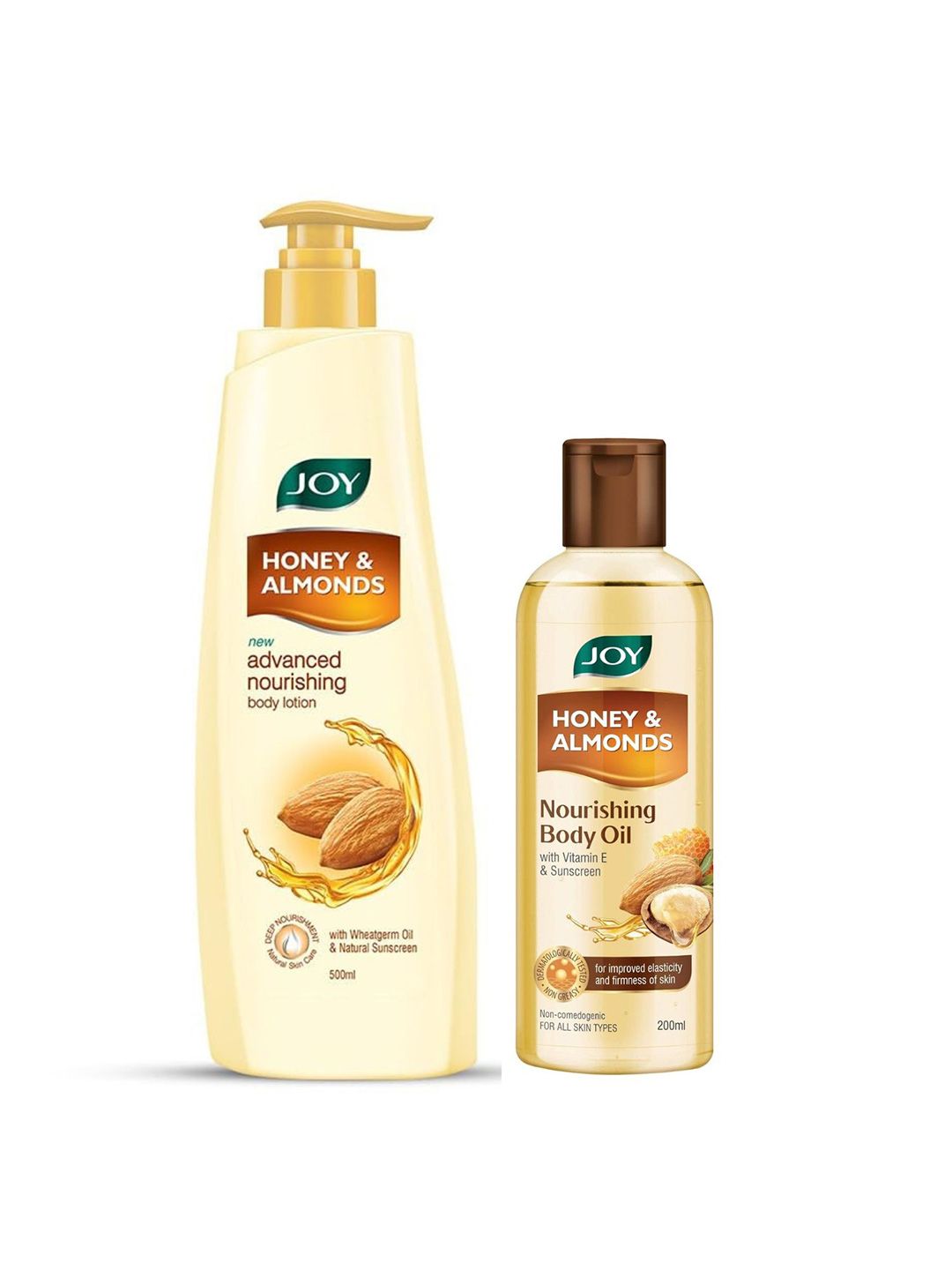 JOY Set of Honey & Almonds Advanced Nourishing Body Lotion 500 ml & Body Oil 200 ml