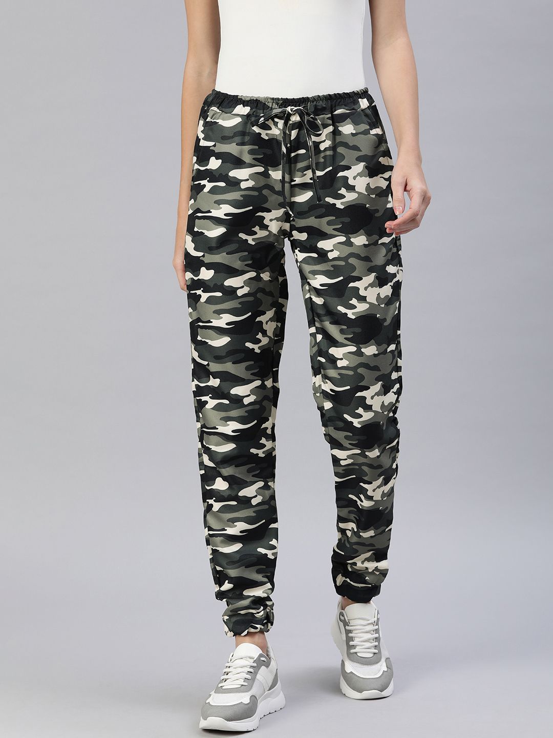 London Rag Women Camouflage Printed High-Rise Joggers Price in India