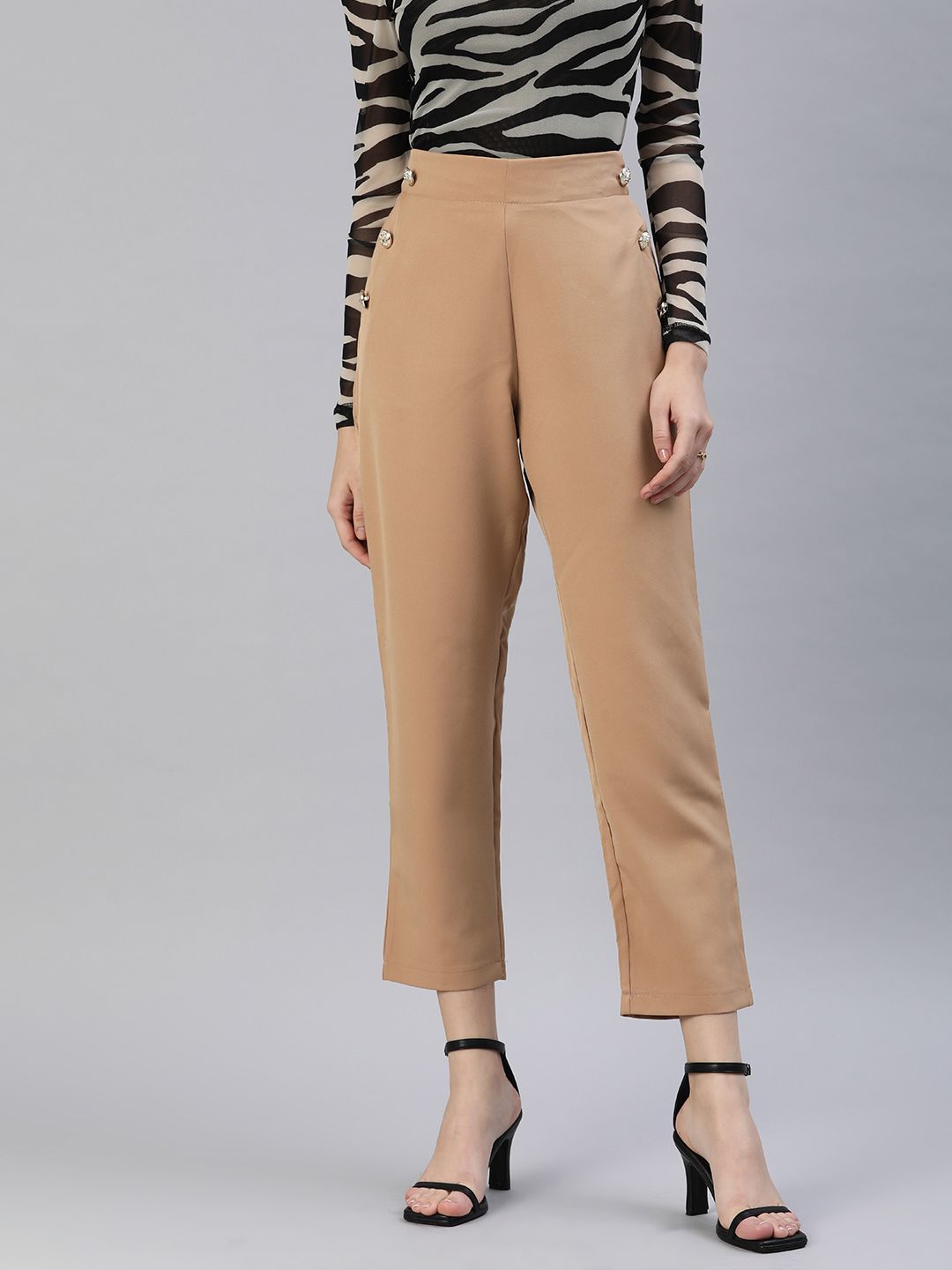 London Rag Women Straight Fit Peg Trousers Price in India