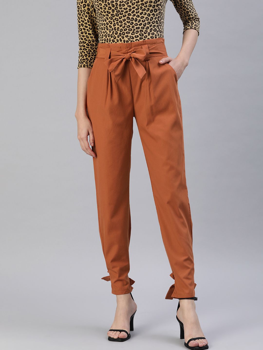 London Rag Women High-Rise Pleated Peg Trousers Price in India