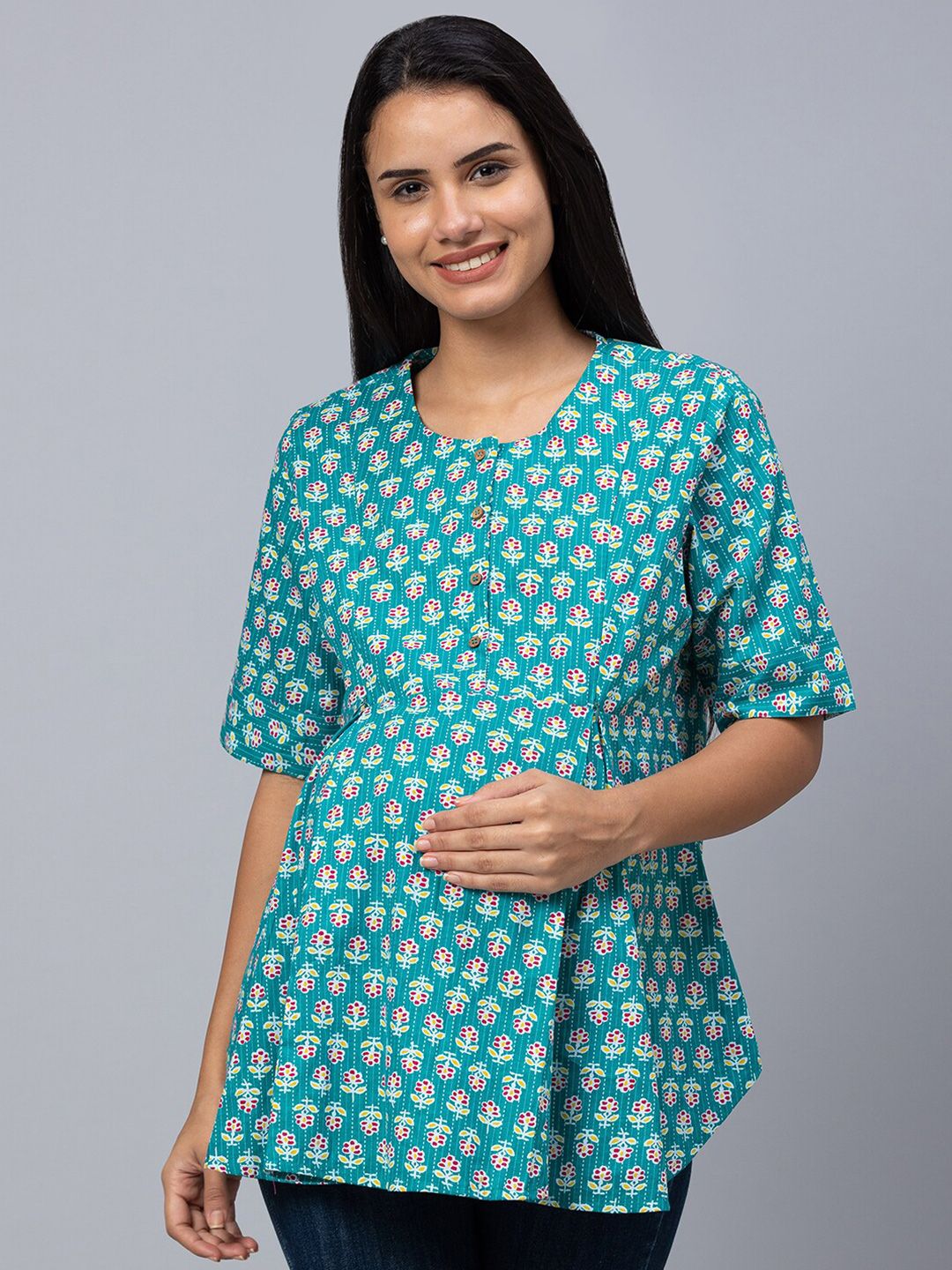 AV2 Floral Printed Cotton Bohemian Top Price in India