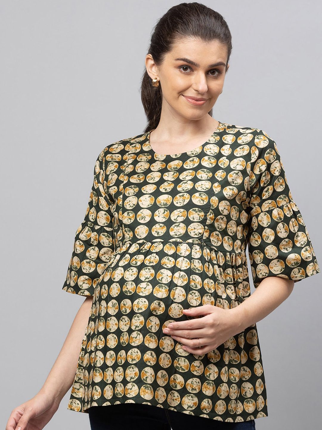 AV2 Cotton Maternity Geometric Print Top Price in India