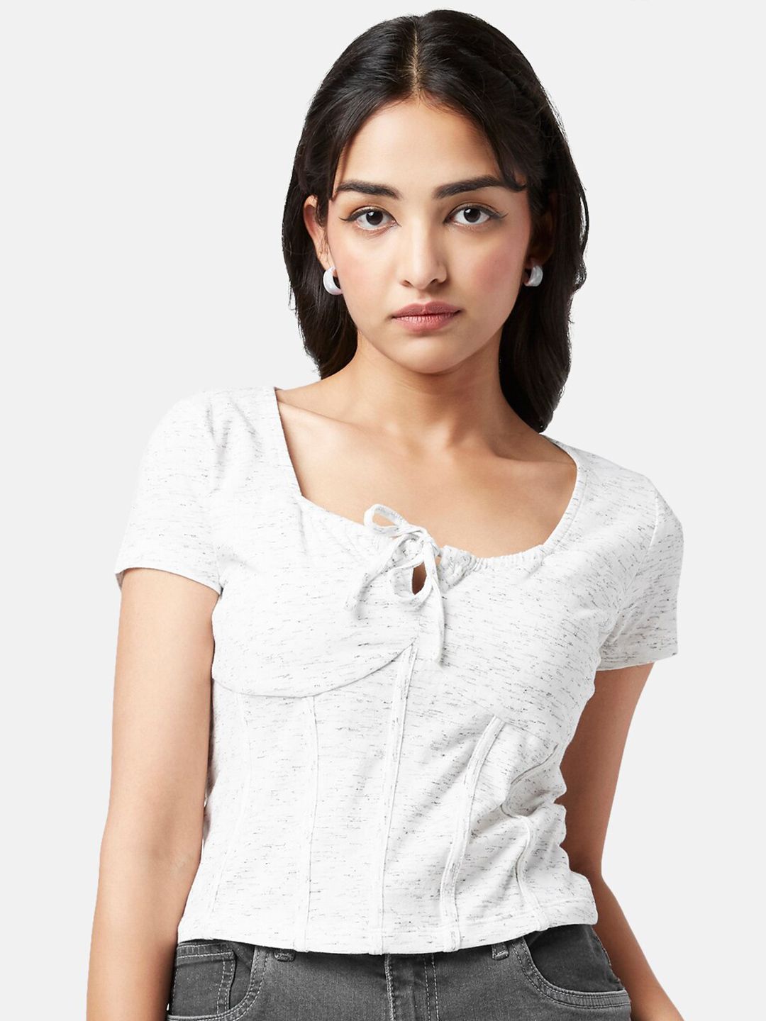 YU by Pantaloons Woman Tie-Up Neck Top Price in India