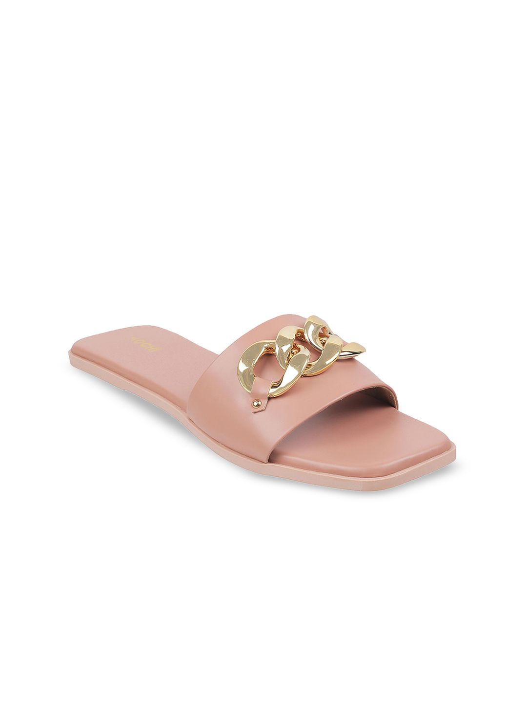 Mochi Women Pink Embellished Open Toe Flats Price in India
