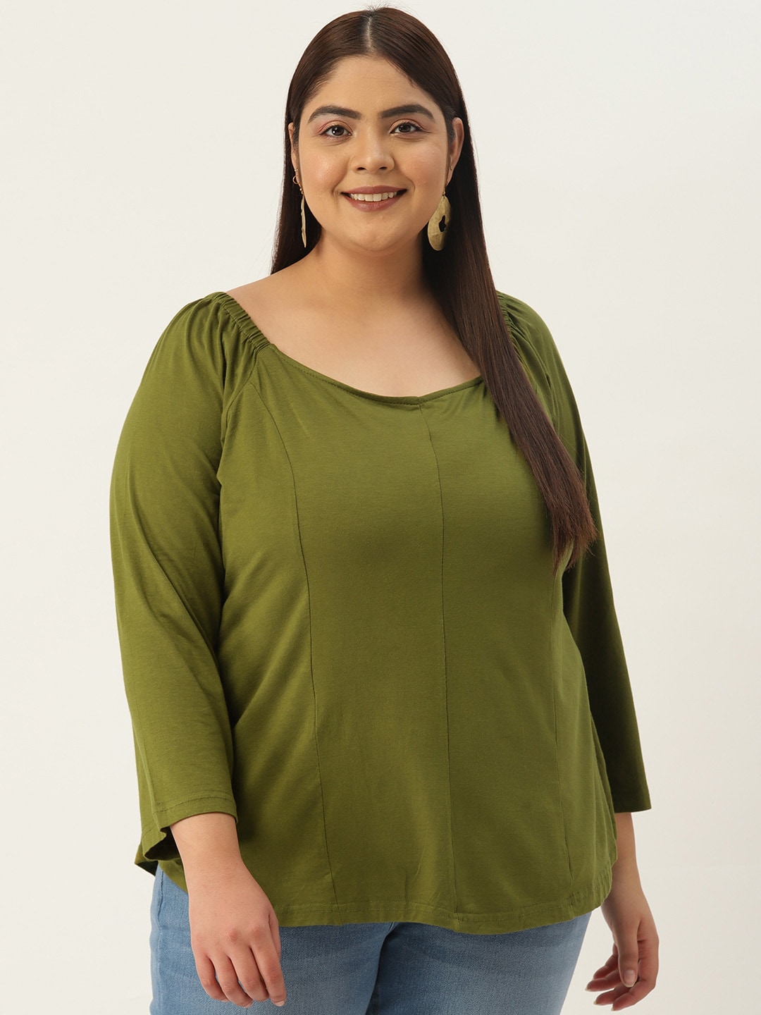 theRebelinme Women Plus Size Sweetheart Neck Top Price in India