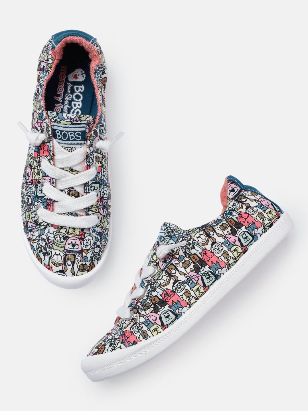 Skechers Women Printed Beach Bingo Rovers Rally Canvas Sneakers