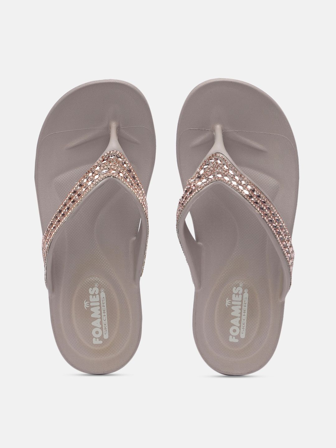 Skechers Women Glitzy Embellished Open Toe Flats Price in India