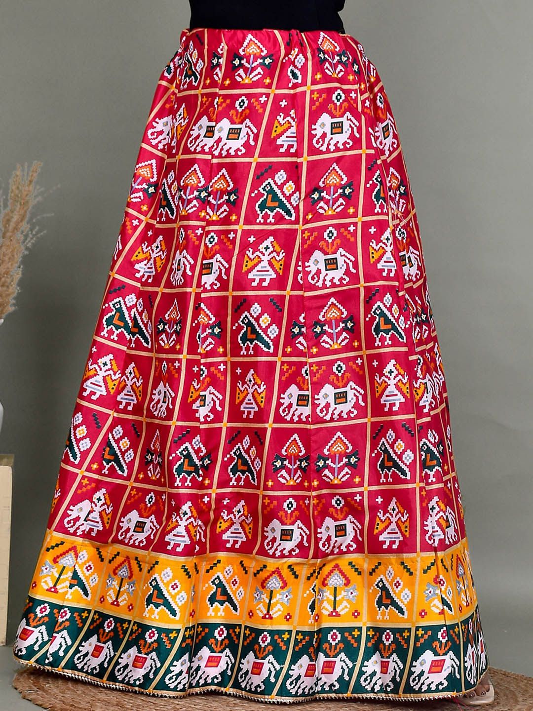 KESARYA Women Ethnic Printed Pure Silk Flared Maxi Skirt Price in India
