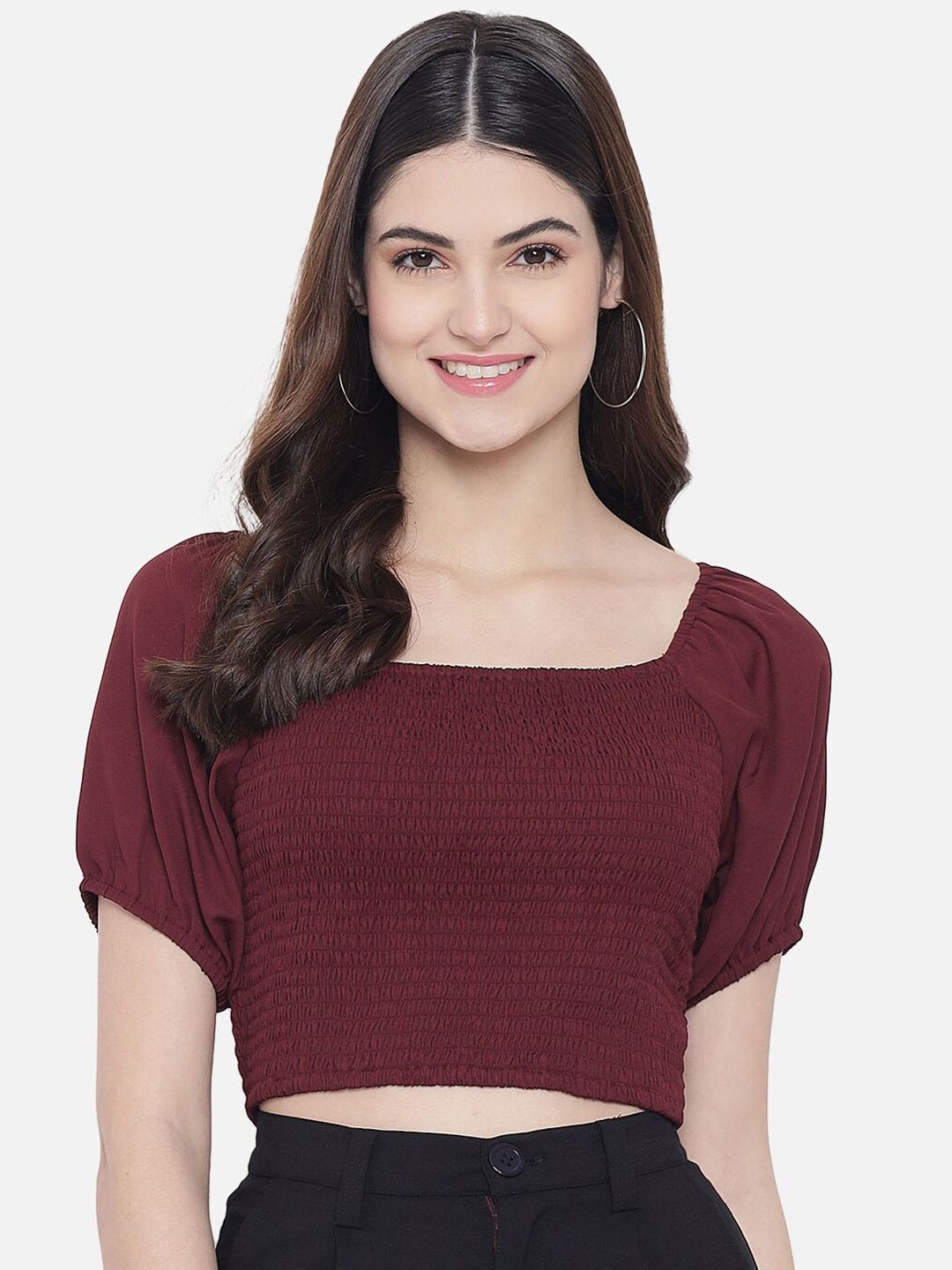 Trend Arrest Woman Smocking Crop Top Price in India