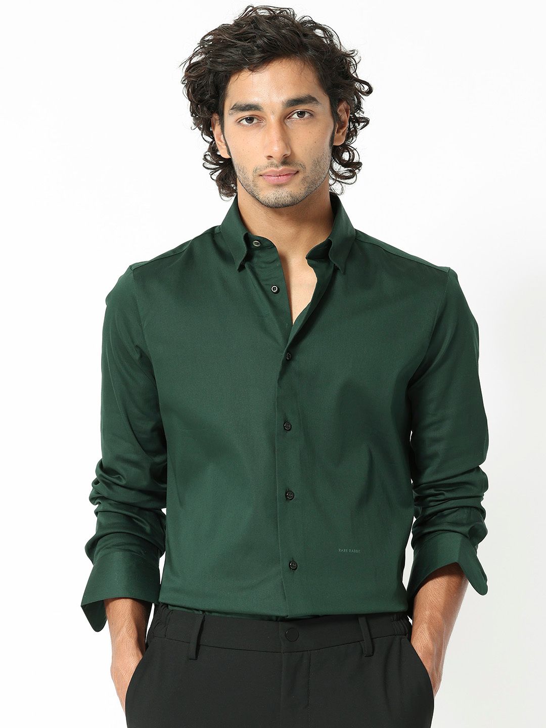 RARE RABBIT RARE RABBIT Men Olive Regular Fit Plain Formal Shirt