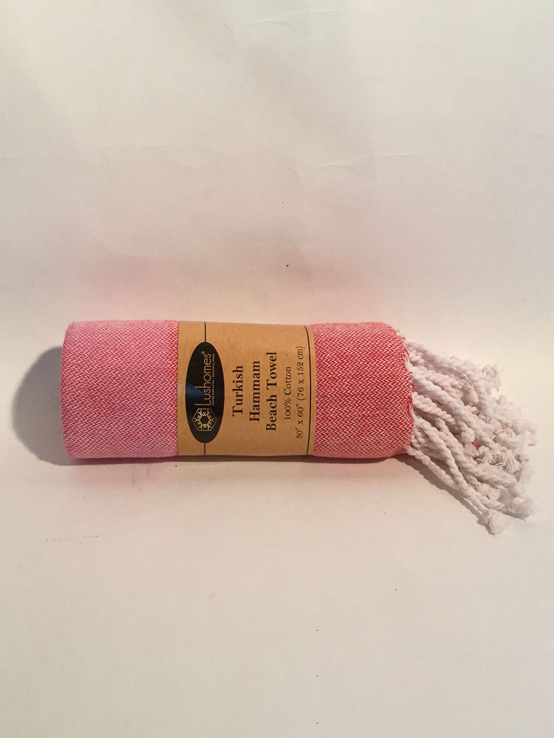 Lushomes Red and Pink 300 GSM Turkish Hammam Cotton Bath Towel