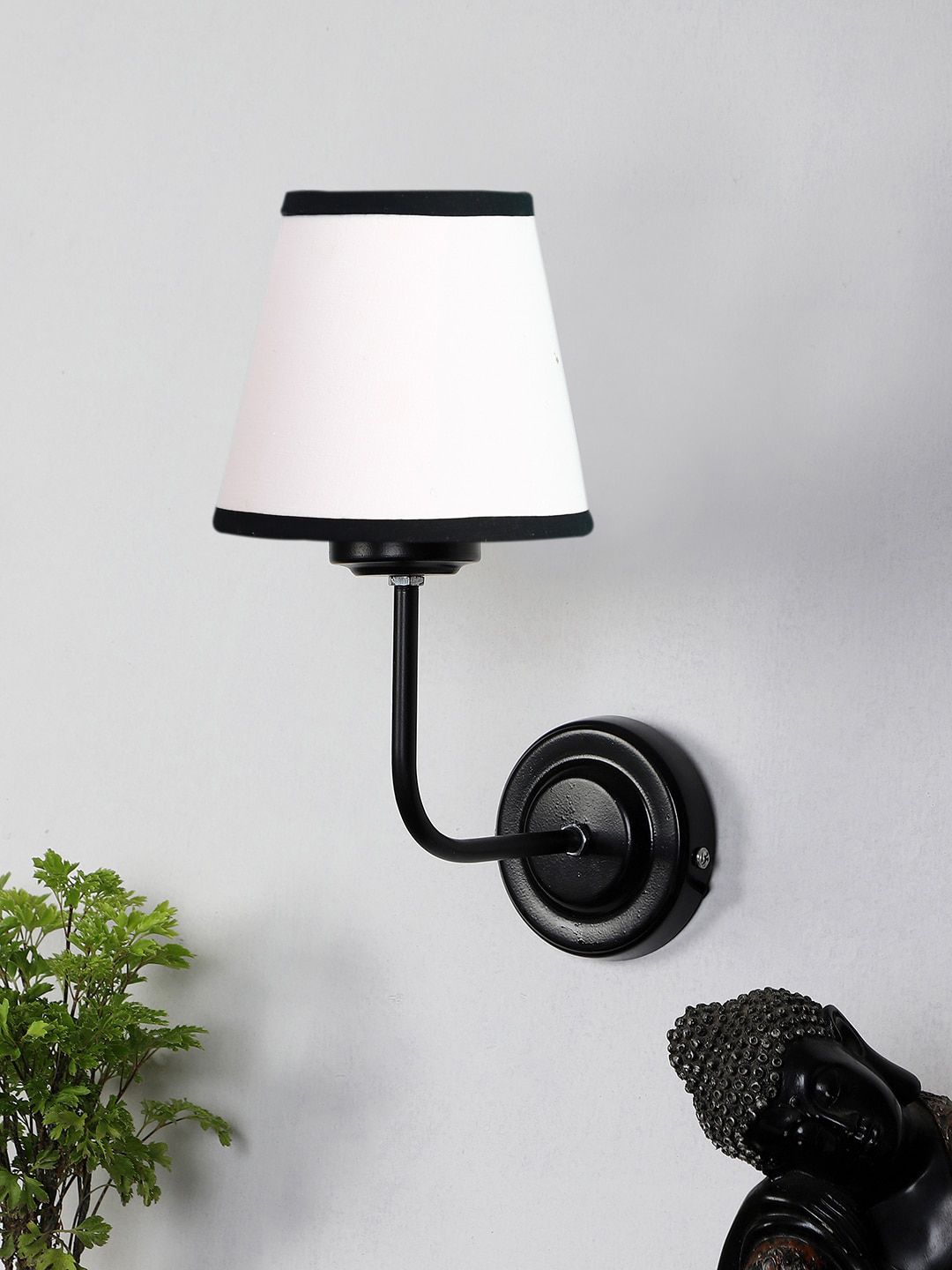 Devansh White & Black Cotton Wall Mounted Lamp