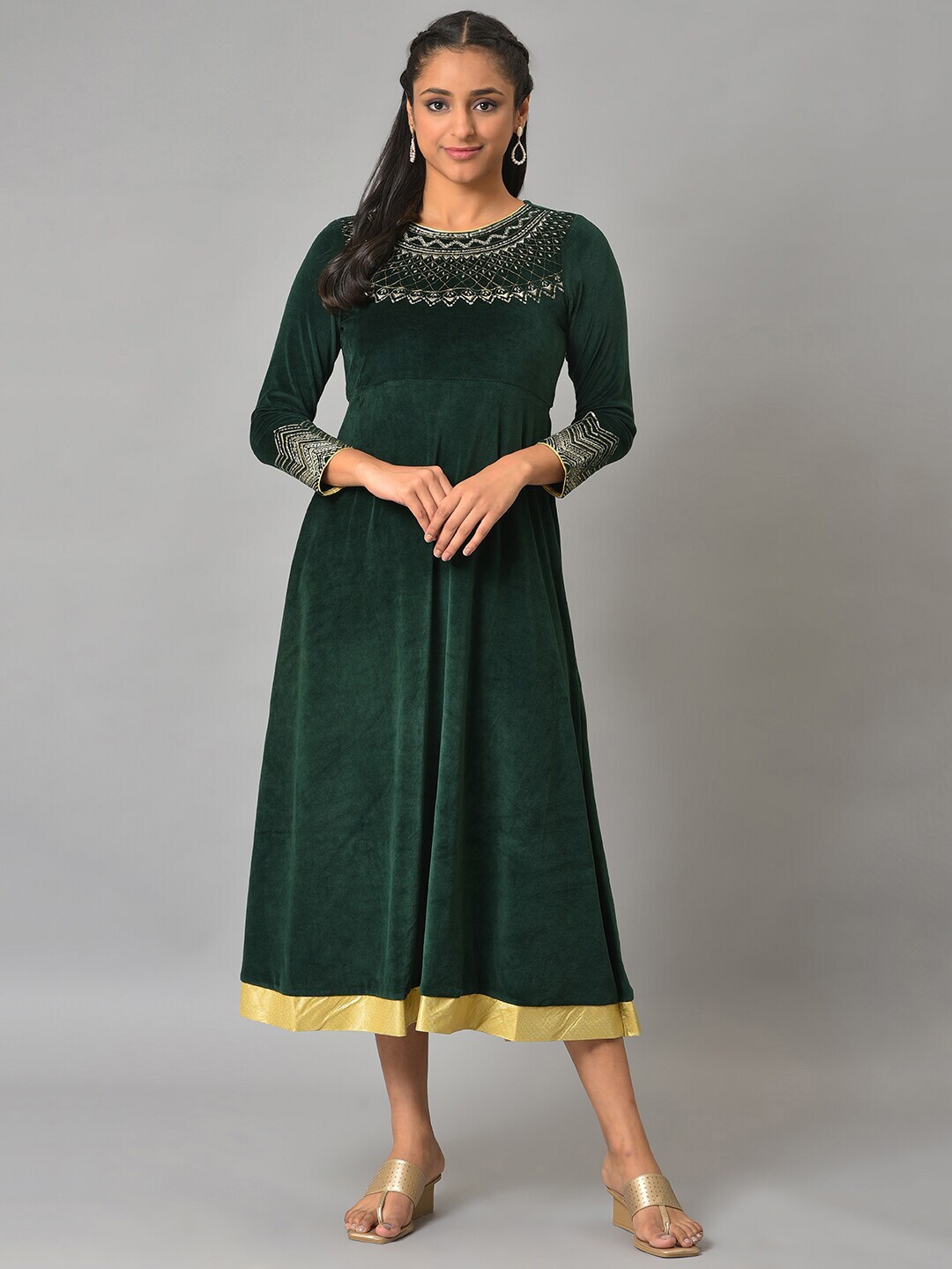 AURELIA Sequined Detailed A-Line Midi Dress Price in India