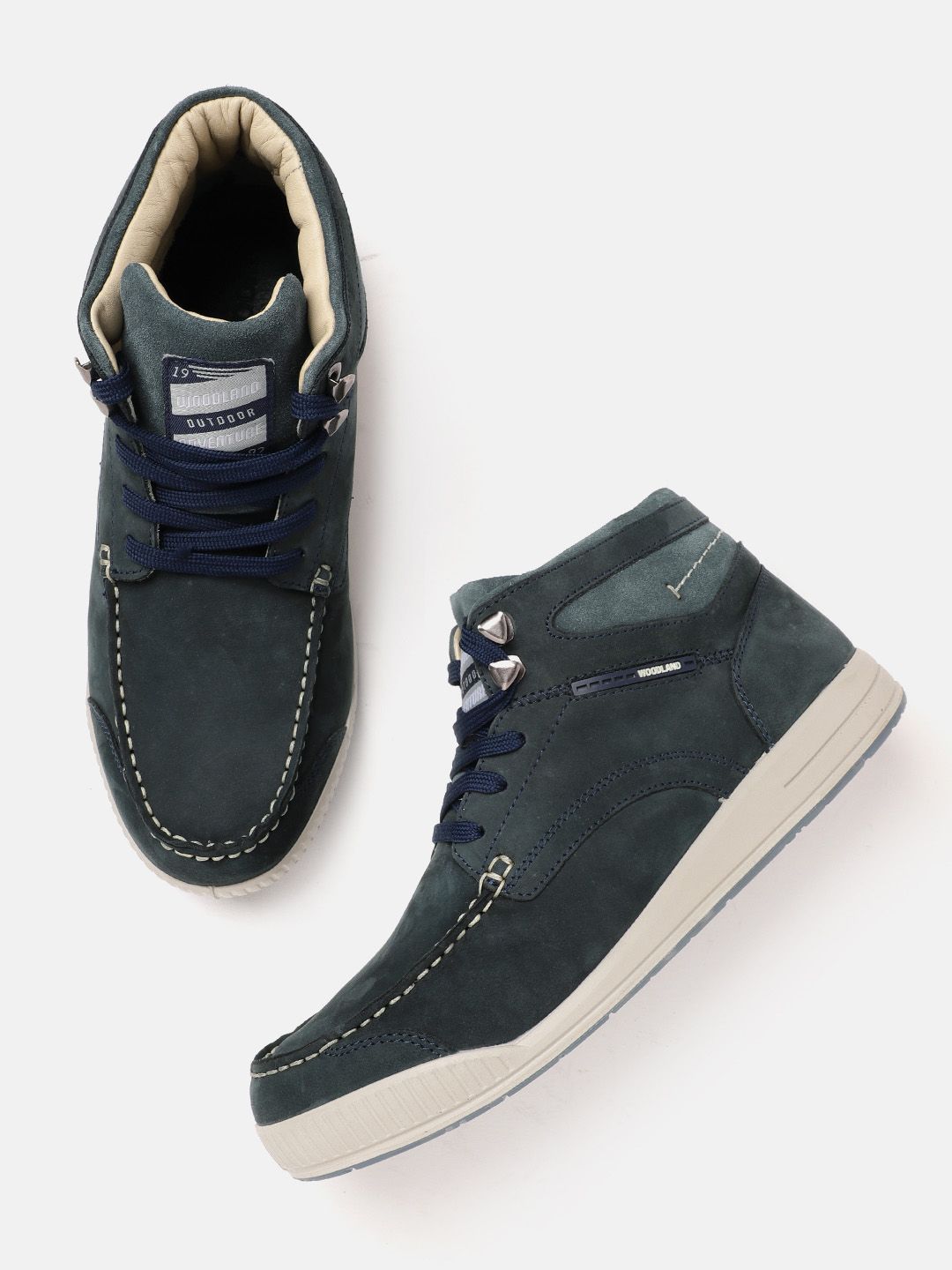 Woodland Men Nubuck Leather Mid Top Sneakers Price History