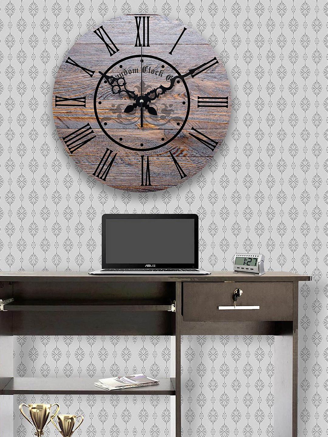 RANDOM Grey Printed Analogue 36.8 cm Wall Clock Price in India