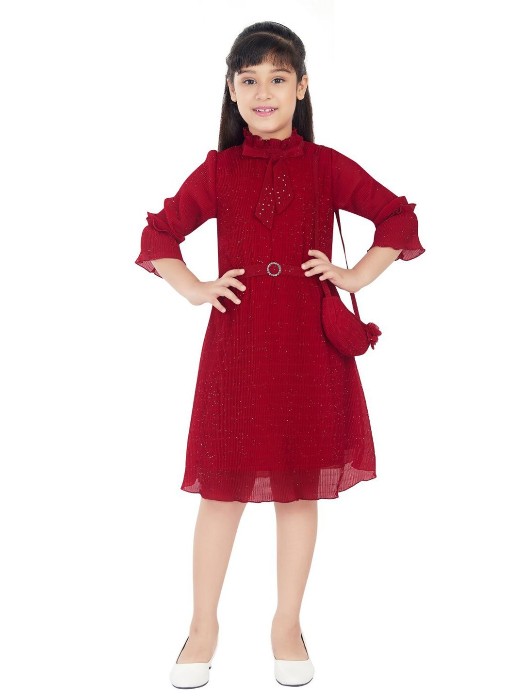 Peppermint Girls High Neck Fit And Flare Dress