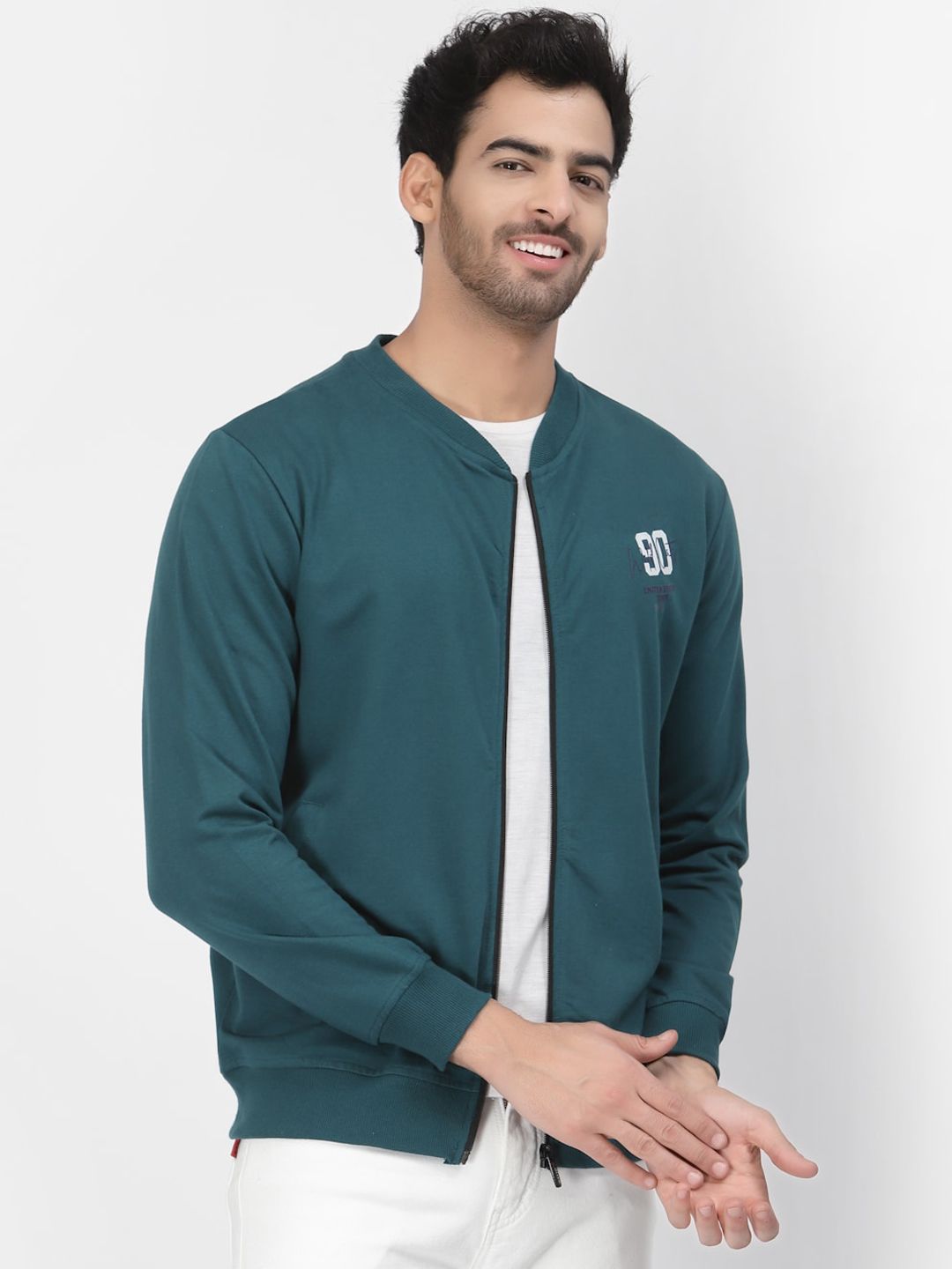 PAUSE SPORT Men Typography Fleece Lightweight Bomber Jacket