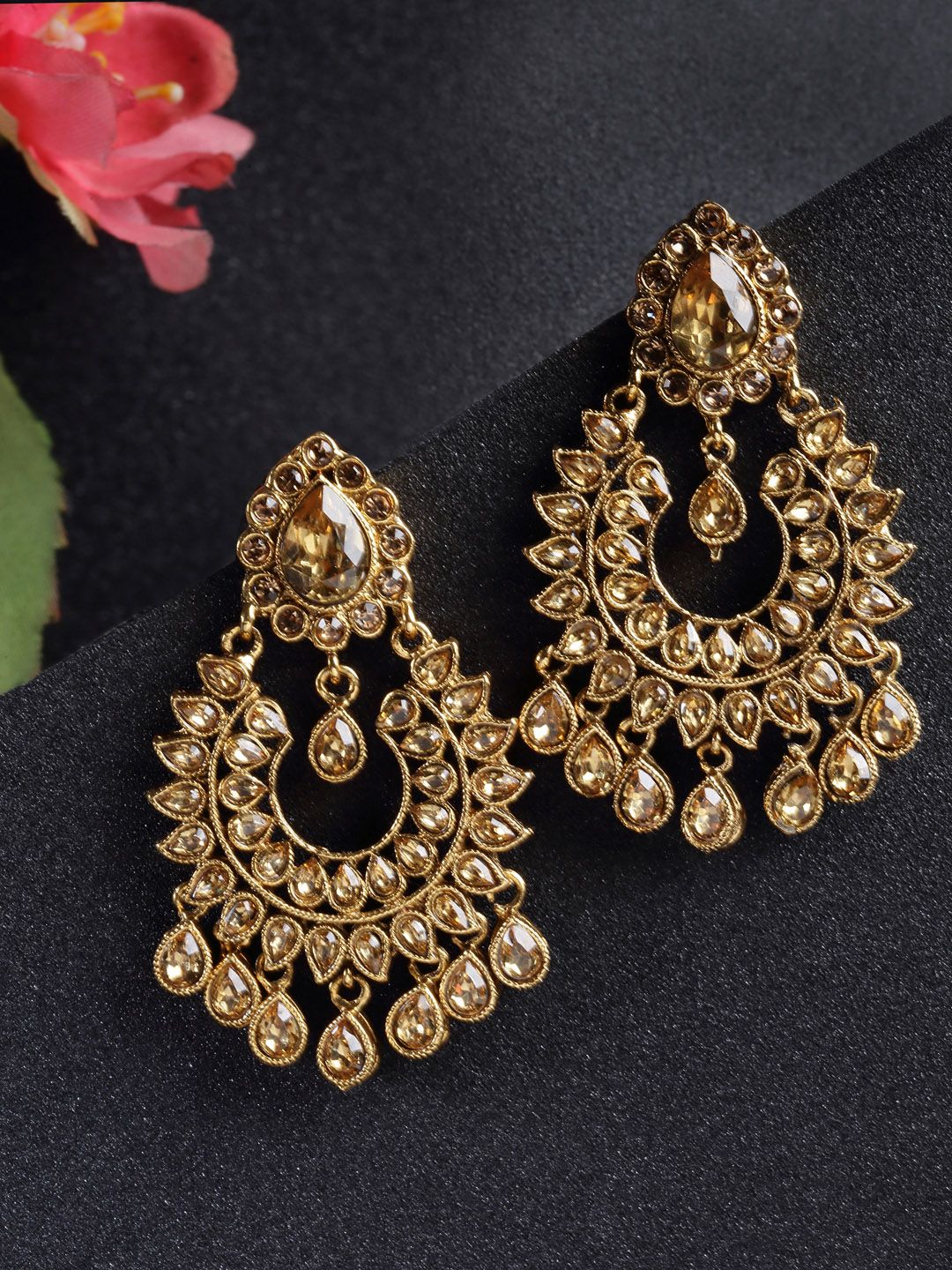 PANASH Gold-Plated Contemporary Chandbalis Price in India