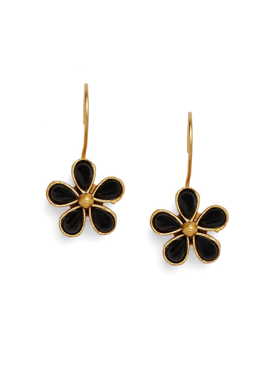 PANASH Gold-Plated Floral Drop Earrings Price in India