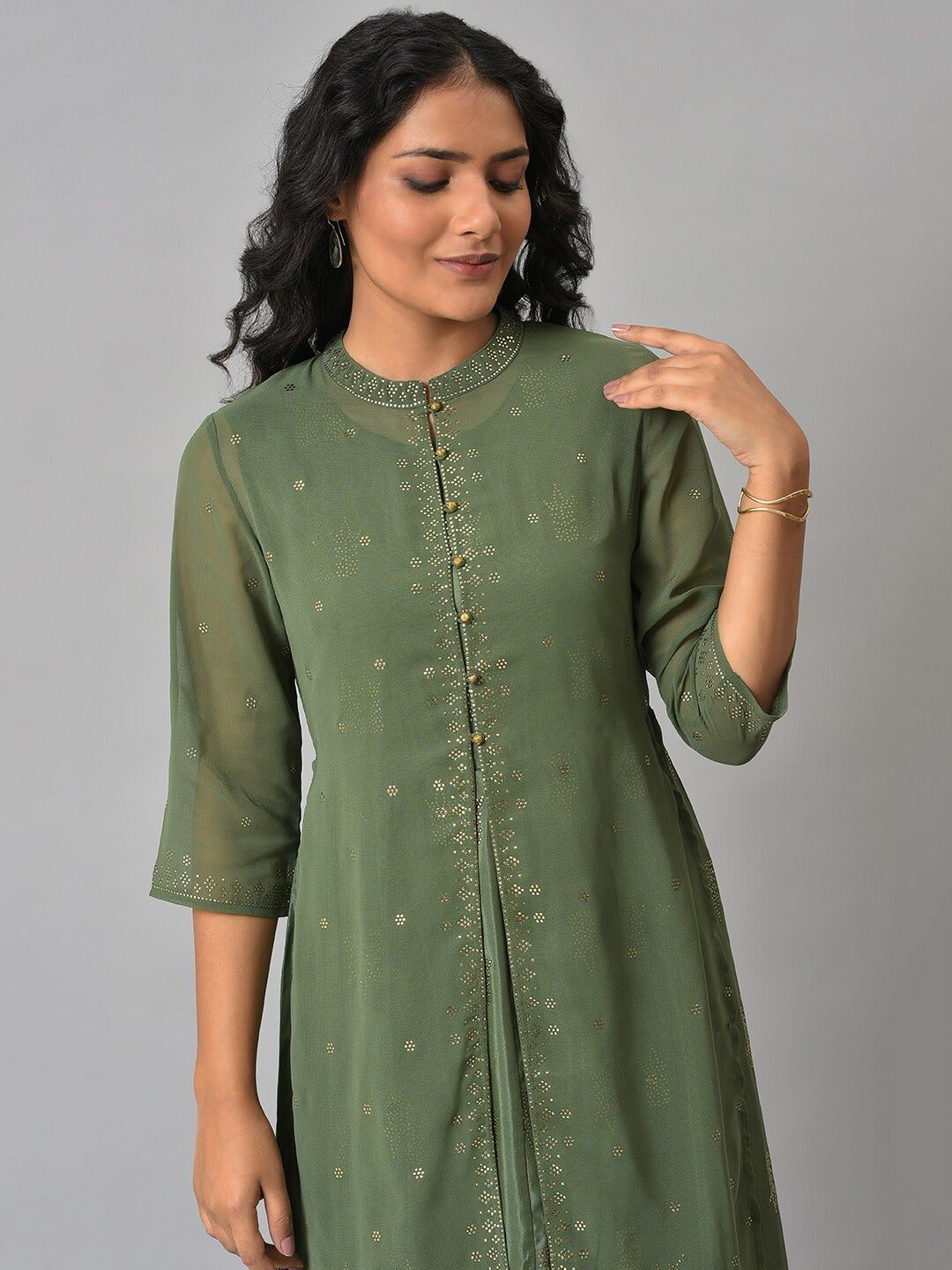Buy W Ethnic Motifs Printed Maxi A-Line Ethnic Dress With Jacket - Ethnic  Dresses for Women 21308320 | Myntra