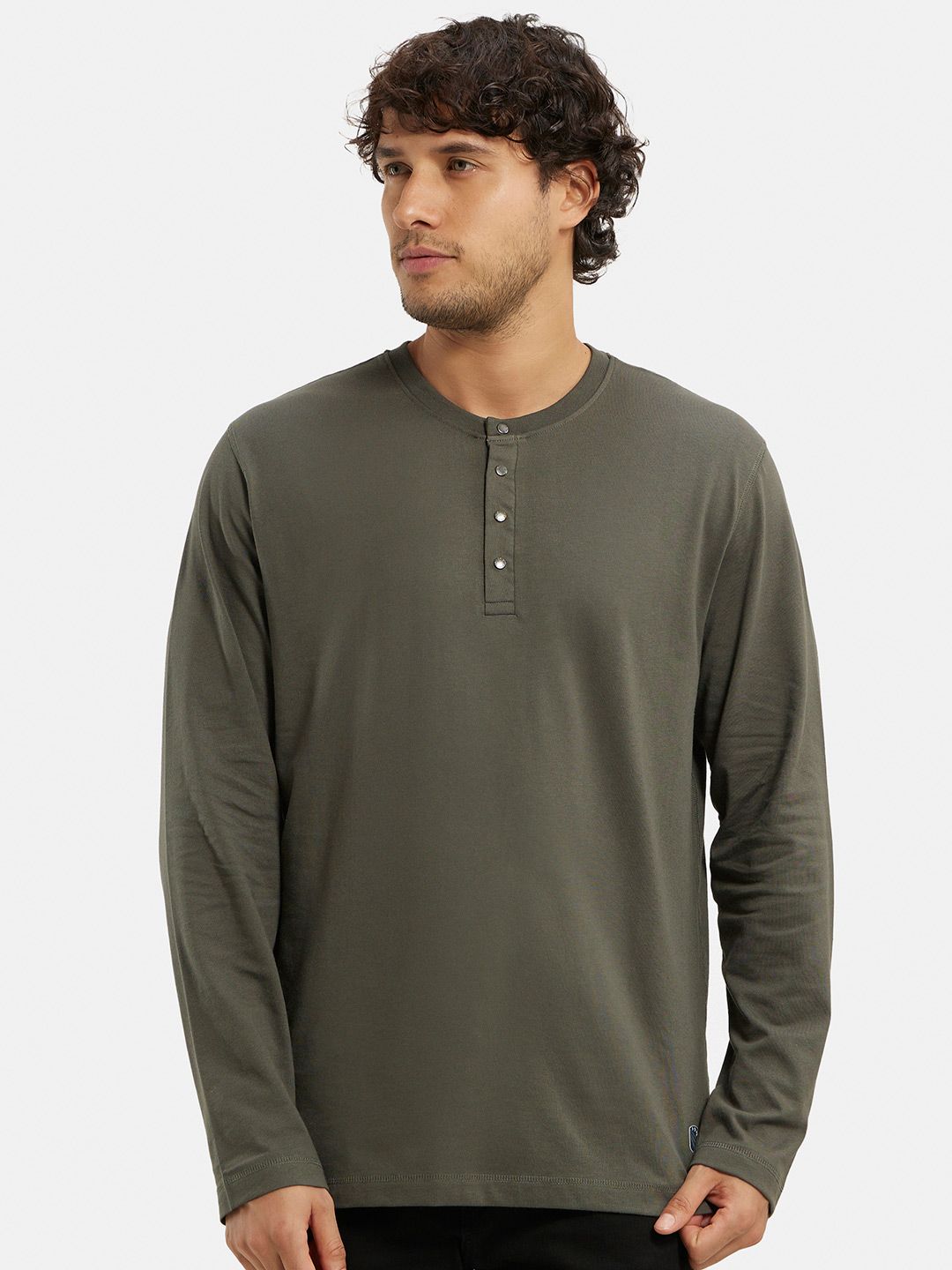 Buy Jockey Super Combed Cotton Rich Solid Full Sleeve Henley T