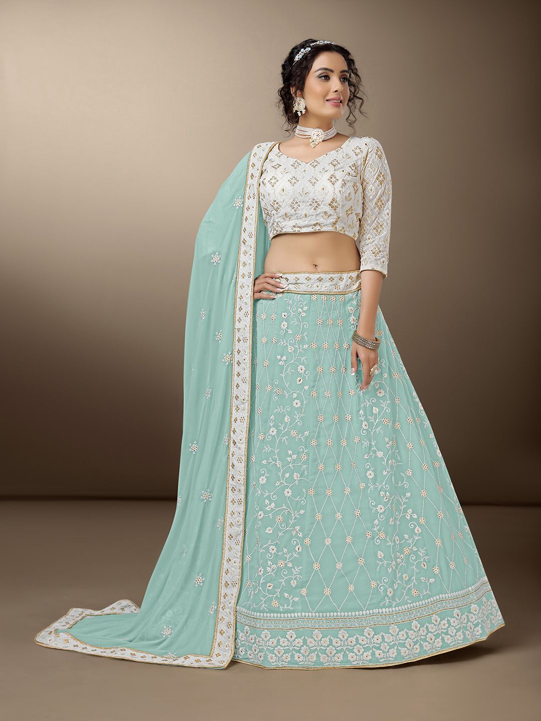 Sarvayog Fashion Embroidered Semi-Stitched Lehenga & Unstitched Blouse With Dupatta Price in India