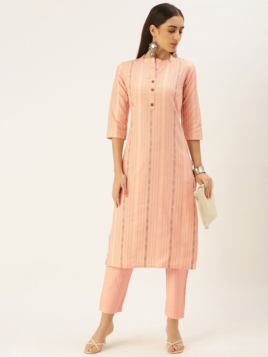 Saanjh Women Pure Cotton Kurta with Trousers Price in India