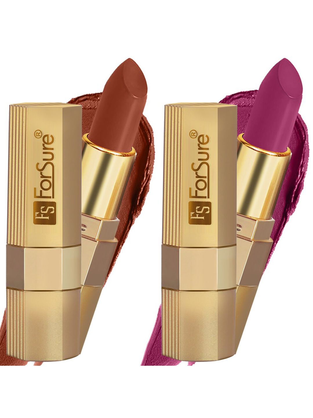 ForSure Xpression Set Of 2 Long Lasting Matte Lipsticks 3.5 gm Each-Rust Brown 301 & Magenta 302