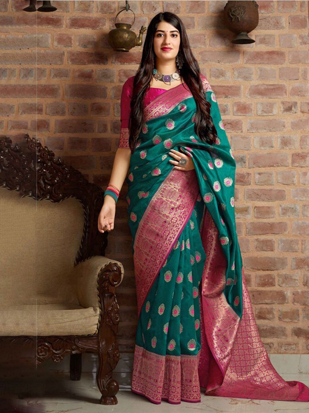 Jinax Woven Design Zari Pure Silk Banarasi Saree Price in India